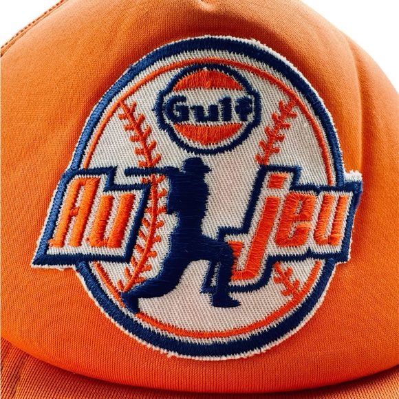 VTG Gulf Oil Au Jeu Snapback Trucker Hat Cap - Picture 3 of 8